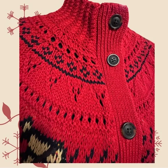 LL Bean Signature Cotton Fisherman Sweater Cardigan - Picture 6 of 10